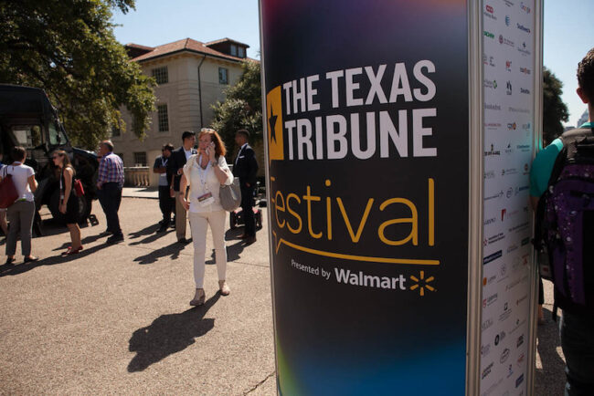 A banner for a previous Texas Tribune Festival in Austin. 

Food Truck Lunch by thetexastribune is licensed under CC BY-NC-SA 2.0