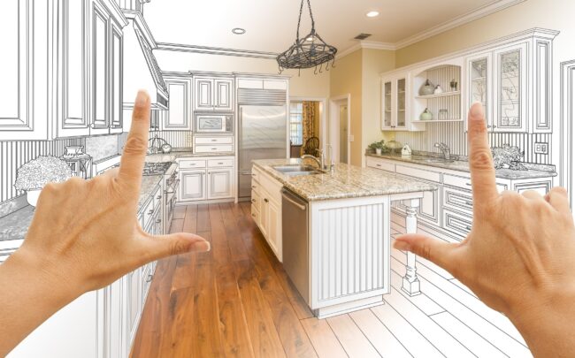 Female+Hands+Framing+Gradated+Custom+Kitchen+Design+Drawing+and+Photo+Combination.