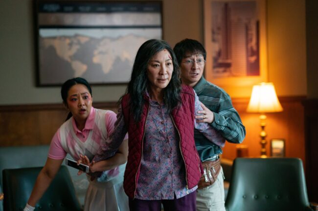 Image Credit: A24 Studios; Stephanie Hsu, Michelle Yeoh, and Ke Huy Quan in Everything, Everywhere, All at Once.