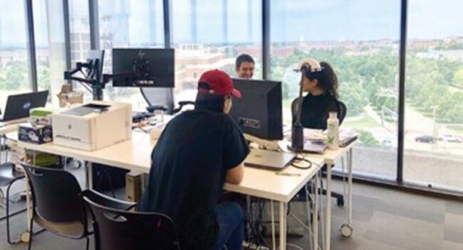 Students working the Incubator@SMU located in the Expressway Tower on the East Campus. (Credit: Incubator@SMU) Photo credit: Incubator@SMU