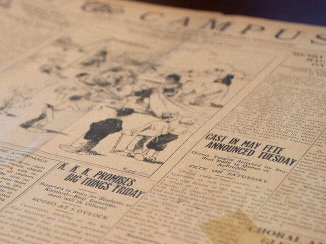 A 1921 issue of SMU's student newspaper shows an illustration promoting a popular carnival where student performers appeared in blackface.