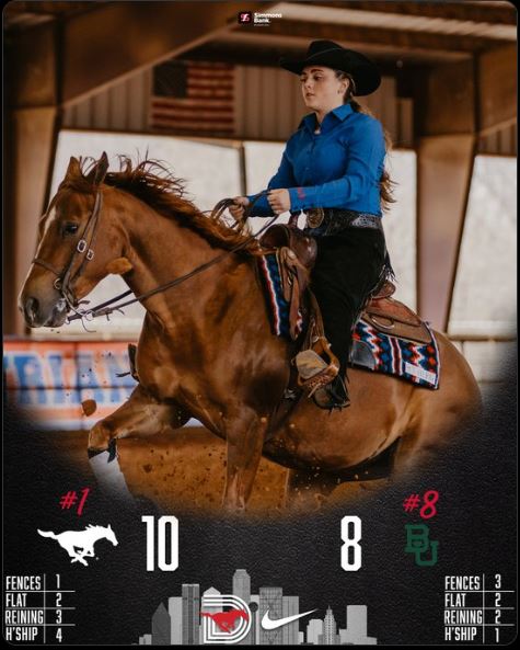 Taylor Zimmerman, senior, at the NCEA National Championships. SMU equestrian team wins 10-8 against Baylor in the quarterfinals on April 13, 2023. Photo credit: SMU Equestrian Team