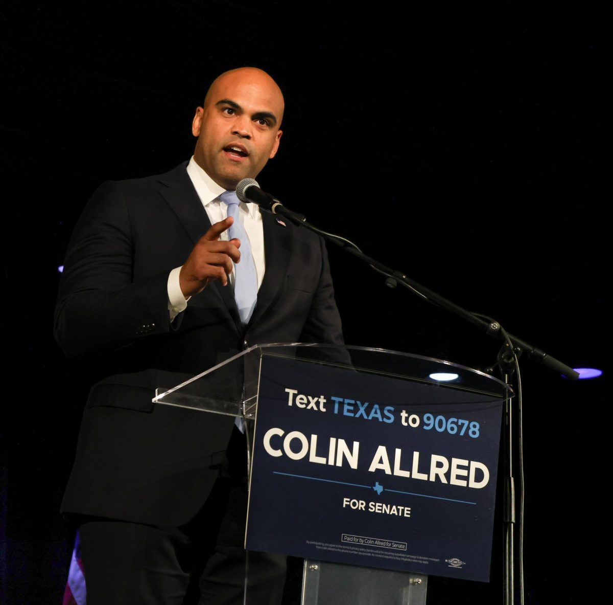 Collin Allred gives his concensus speech at his watch party in Dallas, Texas, on November 5, 2024. 