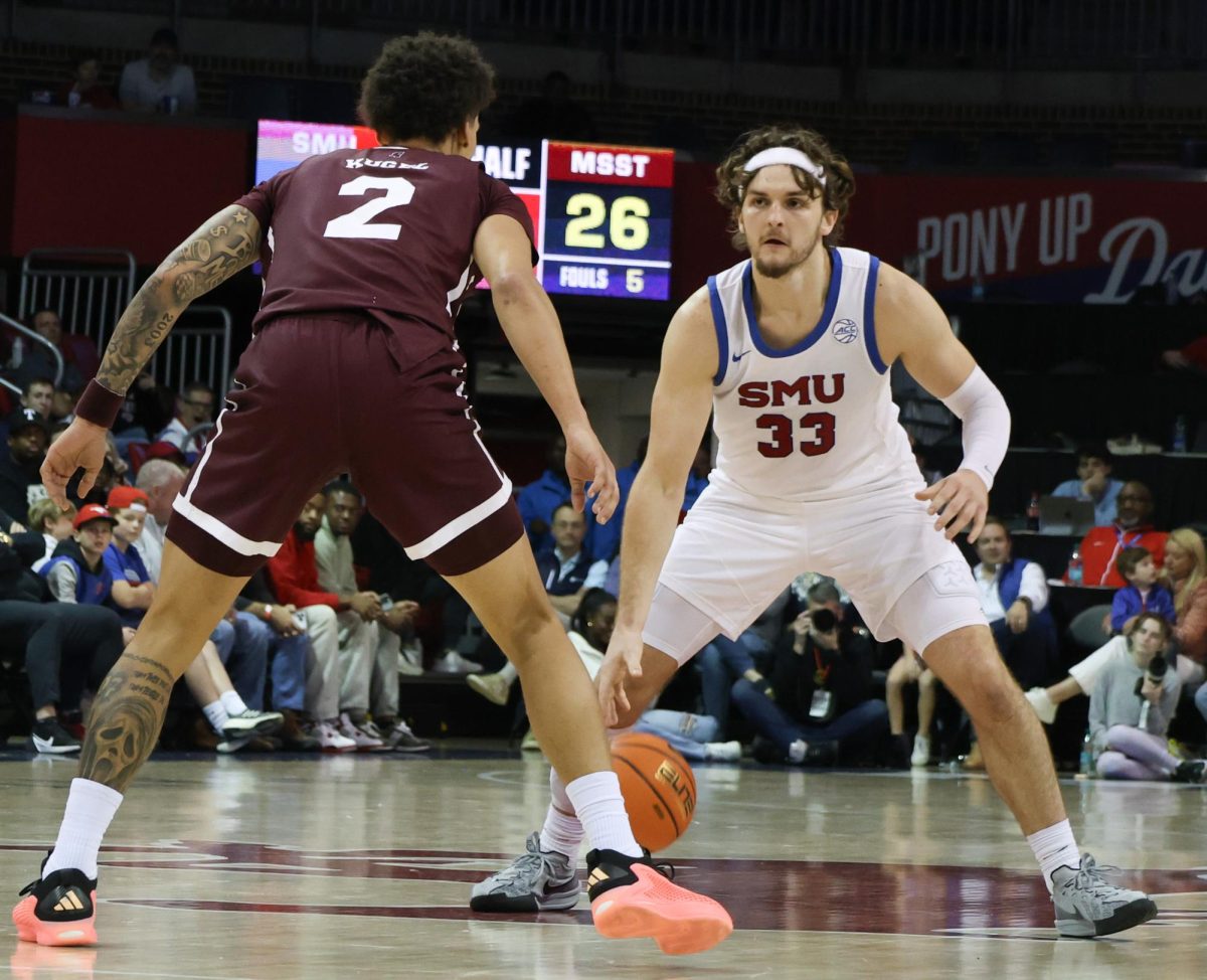 SMU Men's basketball team plays against Mississippi State at home in Moody colosseum in Dallas, Texas, on November 22, 2024