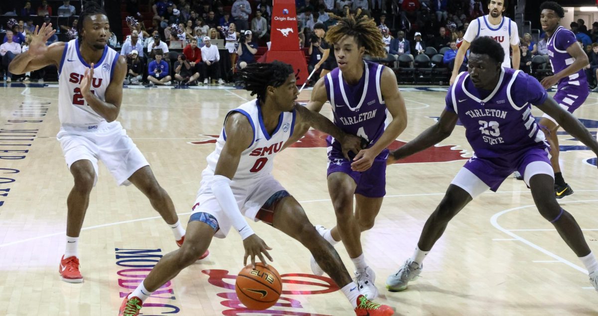 The Mustangs toppled the Texans in their home opener game in Moody Coliseum.