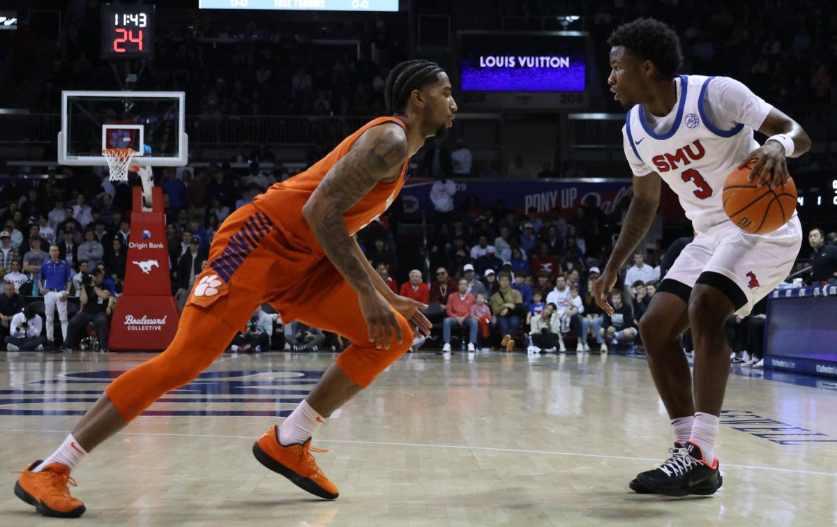 Chuck Harris defends the ball against Clemson. 