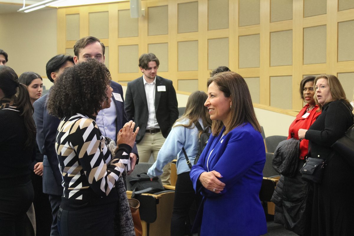 Marissa Solis spoke to students in the Cox Business School about her career. Solis now works for the NFL but previously worked for P&G and PepsiCo.