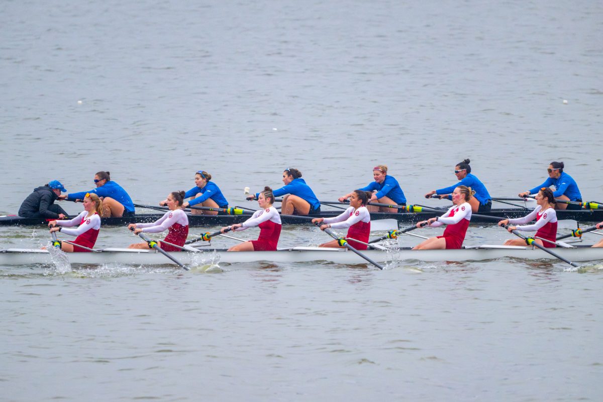 SMU junior varsity 8+ taking seats on the University of Oklahoma.