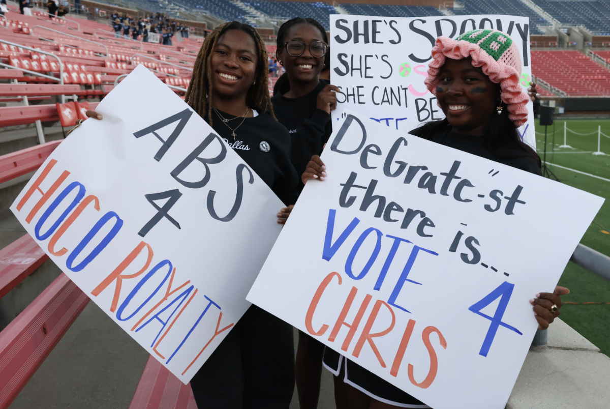 Members of the Association of Black Students cheer in support of their homecoming royalty candidates, Ashley Jones and Christopher DeGrate, at Rock the Vote in Dallas, Texas, on Oct. 27, 2025. 