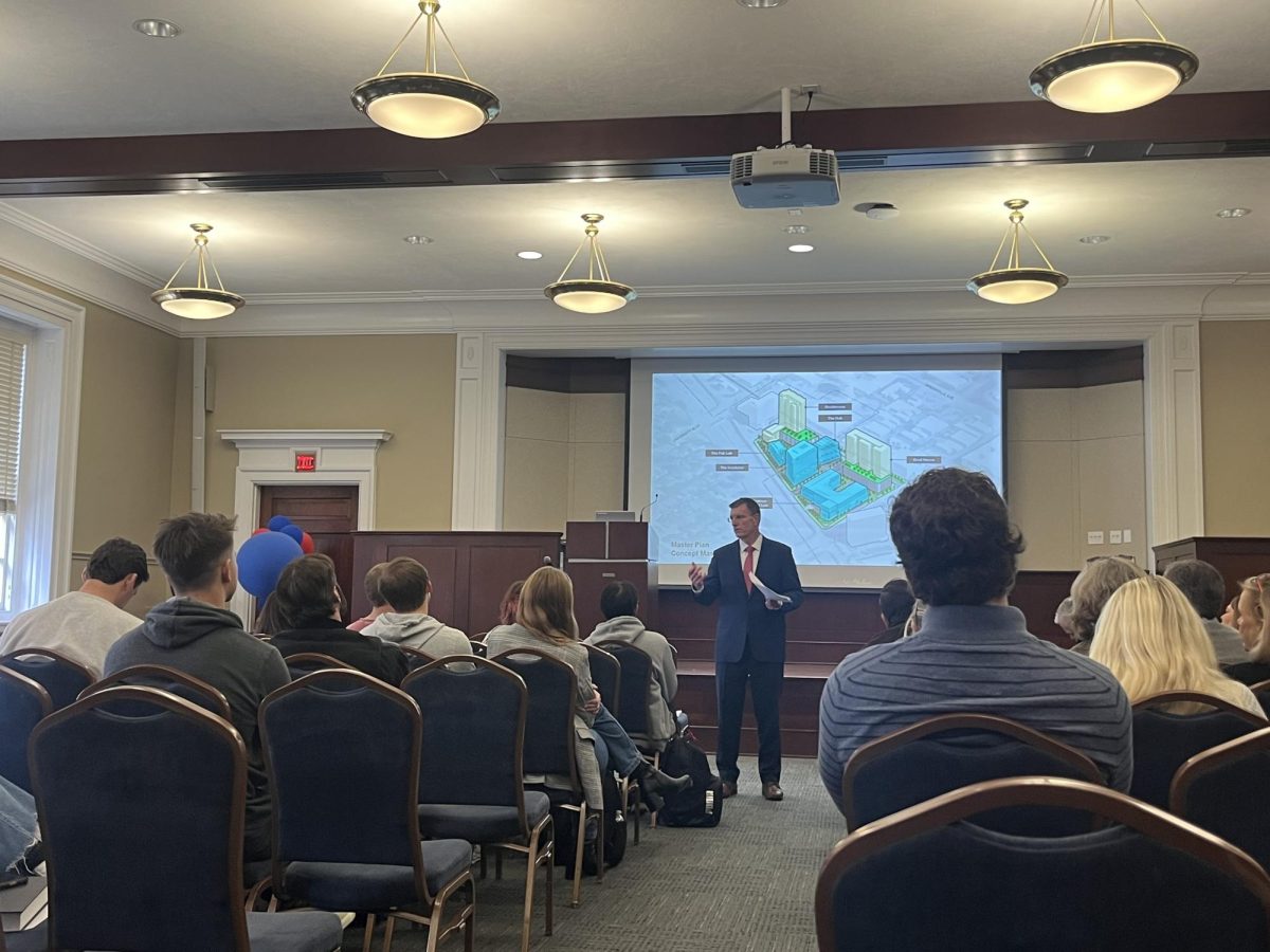 Dedman Law Dean Jason Nance answers questions about the school's relocation proposal at a public town hall on Jan. 20, 2026, in Dallas, Texas. 