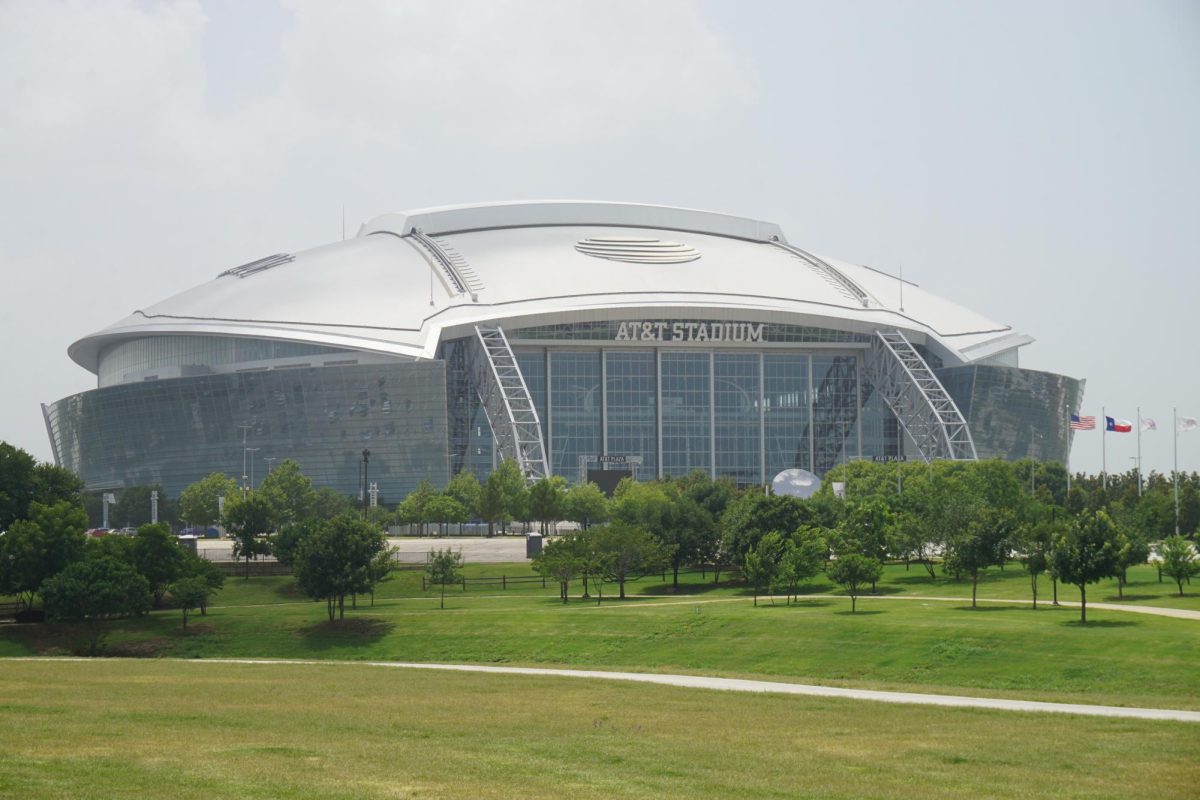 AT&T Stadium is in Arlington, TX, over 20 miles away from SMU's campus.