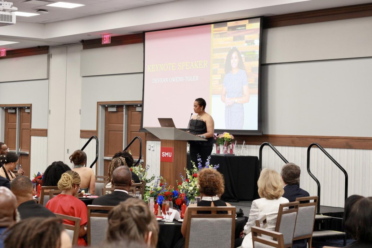 Devean Owen-Toler, Ph.D who started the Black Excellence Ball during her time at SMU, shares a keynote speech. 