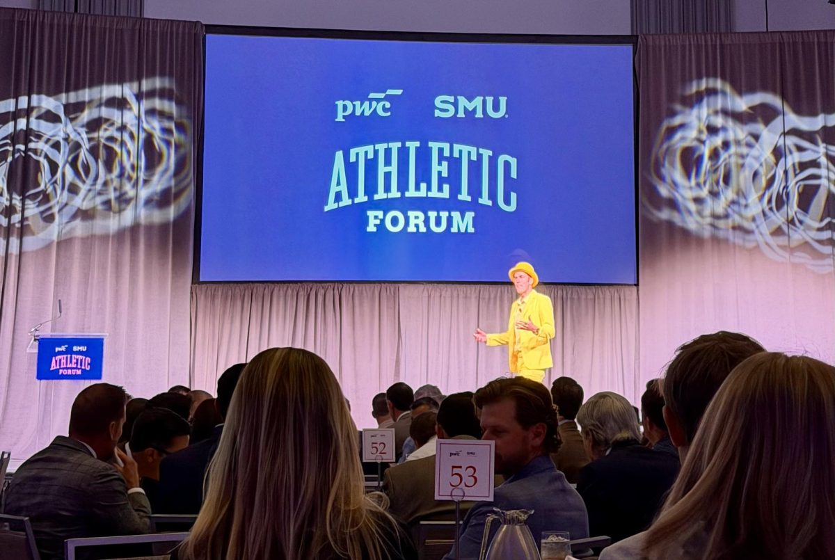 Savannah Bananas owner Jesse Cole speaks at the PwC SMU Athletic Forum at the Fairmont Hotel in Dallas, TX on Tuesday, April 7, 2026.
