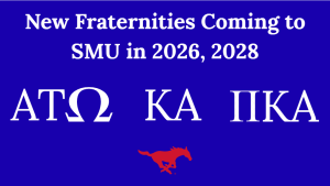 SMU Vice President of Student Affairs K.C. Mmeje announced on Wednesday April 8, 2026, that Alpha Tau Omega and Kappa Alpha Order would return to campus in 2026, while Pi Kappa Alpha will be reinstated in 2028.