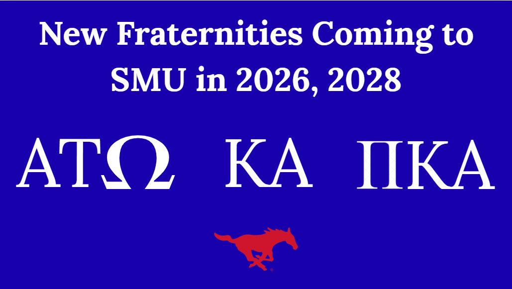 SMU Vice President of Student Affairs K.C. Mmeje announced on Wednesday April 8, 2026, that Alpha Tau Omega and Kappa Alpha Order would return to campus in 2026, while Pi Kappa Alpha will be reinstated in 2028.